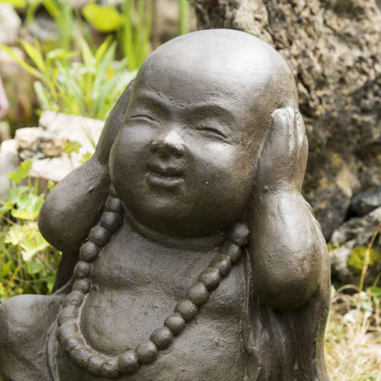 Antique brown weathered-finish wise buddha statues 40 cm