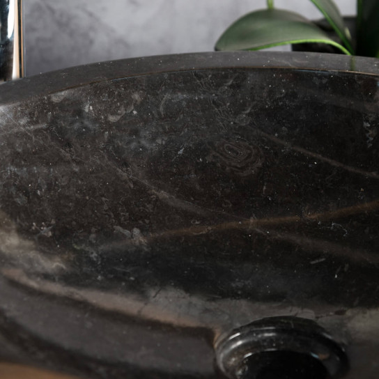 Barcelona round black marble countertop sink - diameter 45 cm