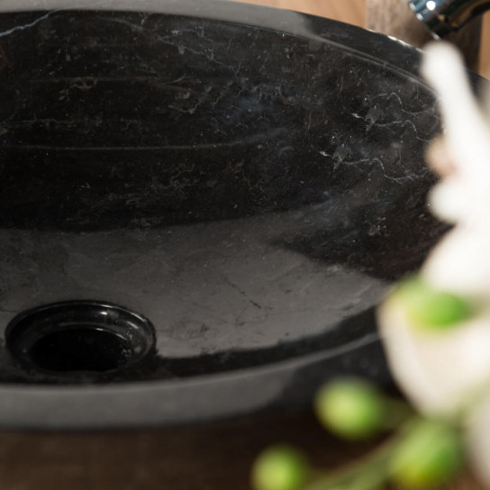 Barcelona round black marble countertop sink - diameter 45 cm