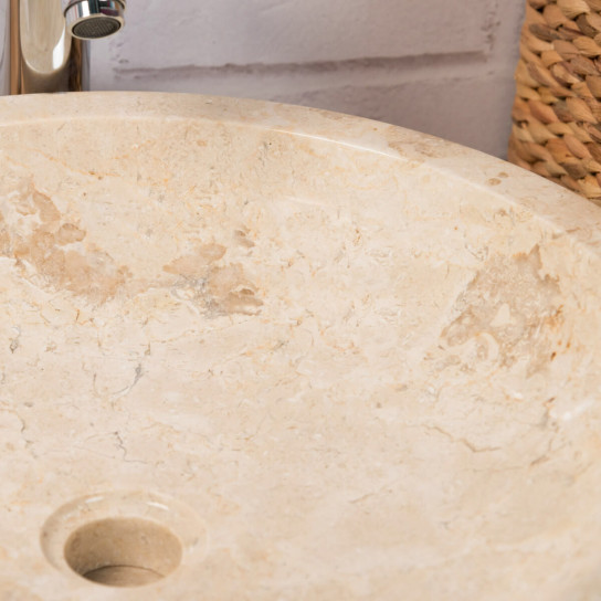 Barcelona round cream marble countertop sink - diameter 45