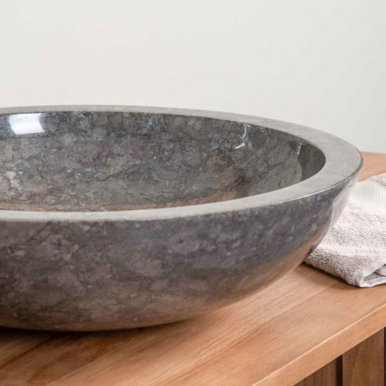 Barcelona round grey marble countertop sink - diameter 45 cm