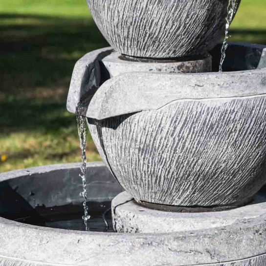 Black and grey 4-bowl round basin garden water feature 110 cm
