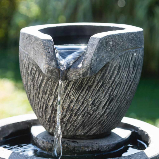 Black and grey 4-bowl round basin garden water feature 110 cm
