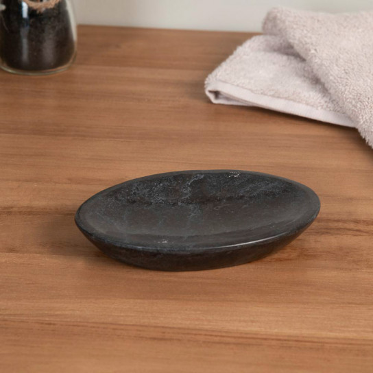 Black marble soap and toothbrush holder set