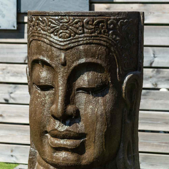 Buddha antique brown face water wall garden water feature 120 cm