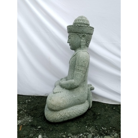 Buddha khmer in volcanic stone offering position 80cm