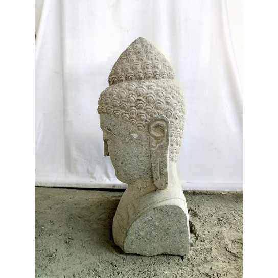 Buddha volcanic rock bust statue 70 cm