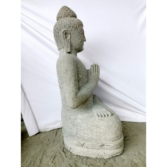 Buddha volcanic rock outdoor garden statue prayer pose 1 m
