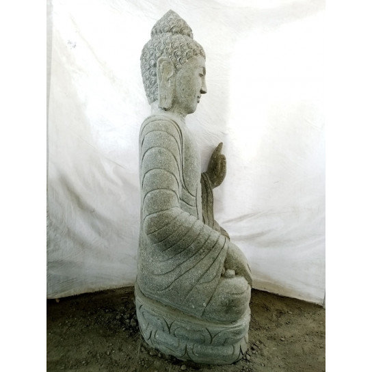 Buddha volcanic rock sculpture chakra pose with prayer beads 120 cm