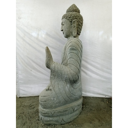 Buddha volcanic rock sculpture chakra pose with prayer beads 120 cm