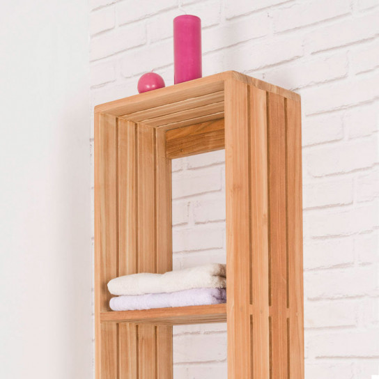 Carla teak wall-mounted towel holder storage unit