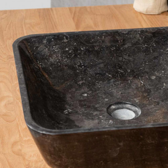 Carmen square black marble countertop sink 40 cm