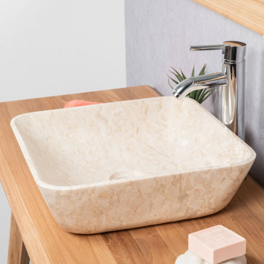 Carmen square cream marble bathroom sink 40 cm