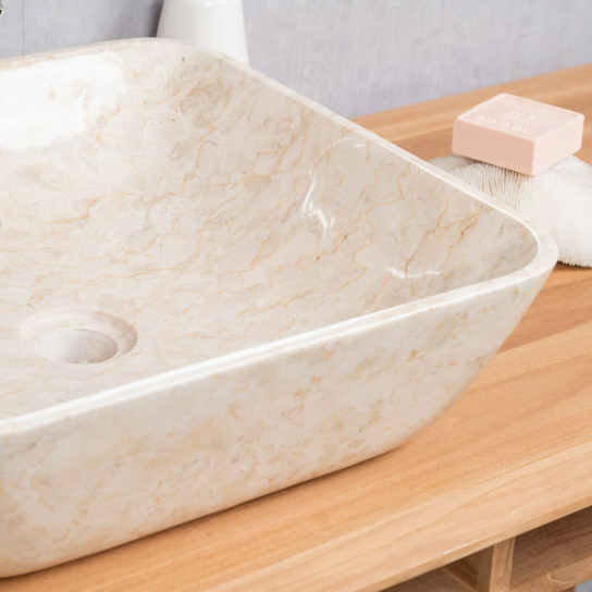Carmen square cream marble bathroom sink 40 cm