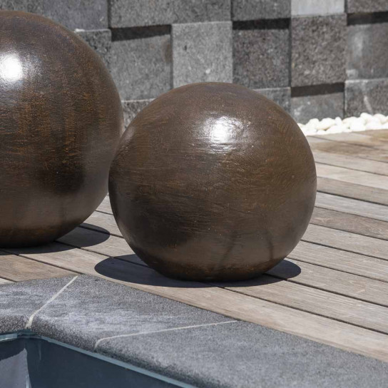 Contemporary decorative balls trio for outdoor in brown