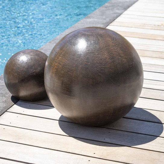 Contemporary decorative balls trio for outdoor in brown