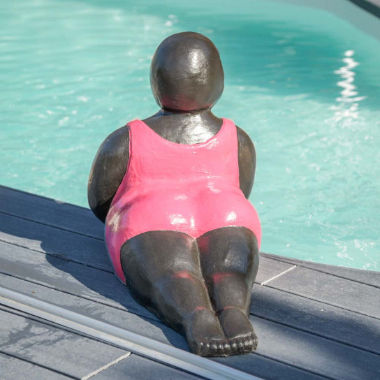 Contemporary fuchsia round woman yoga pose statue