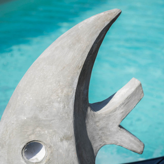 Contemporary grey fish sculpture 78 cm