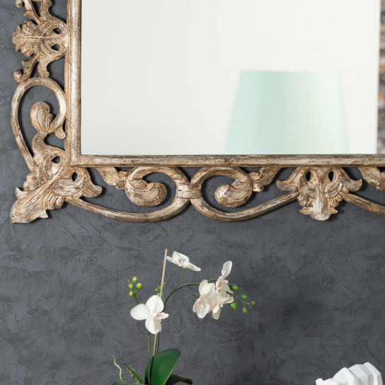 Córdoba bronze-coloured weathered-finish wood mirror 140 x 80