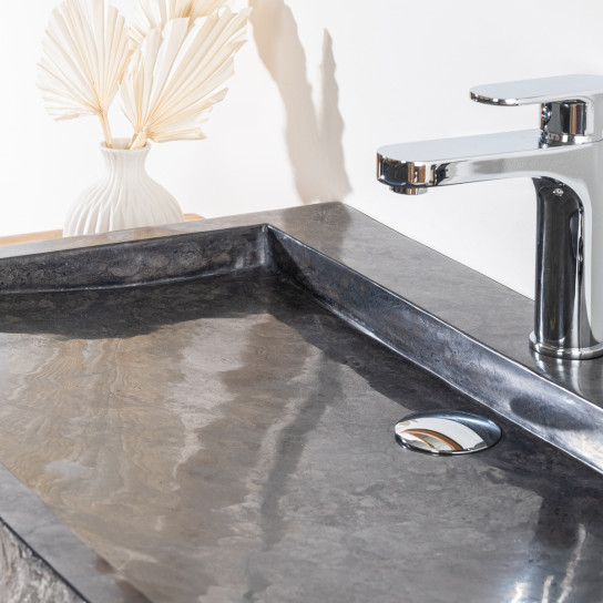 Cosy large black rectangular marble countertop sink 70 cm