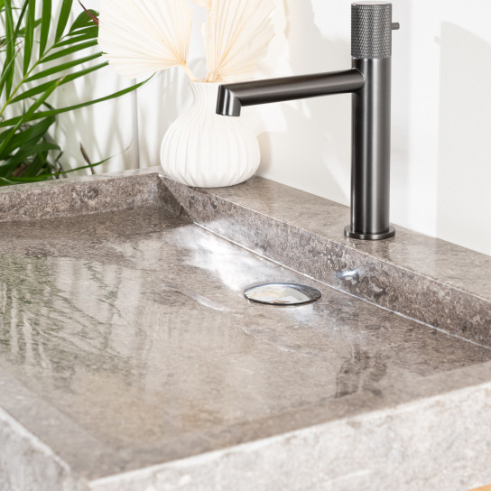 Cosy solid teak vanity unit 67 cm + grey sink