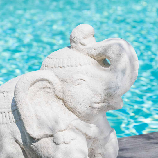 Cream seated elephant statue 40 cm