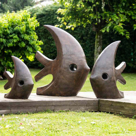 Decorative brown fish garden statue 78 cm