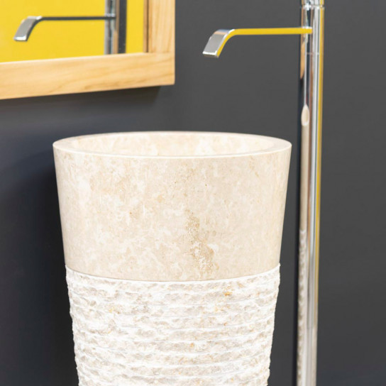 Florence cream marble conical pedestal sink