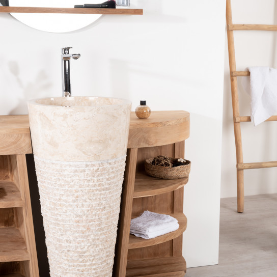 Florence teak bathroom vanity unit 120 cm + cream sink