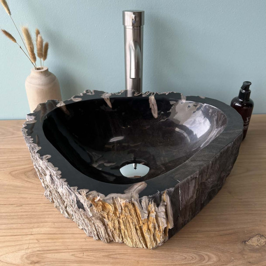 Fossilized petrified wood bathroom sink 45 cm