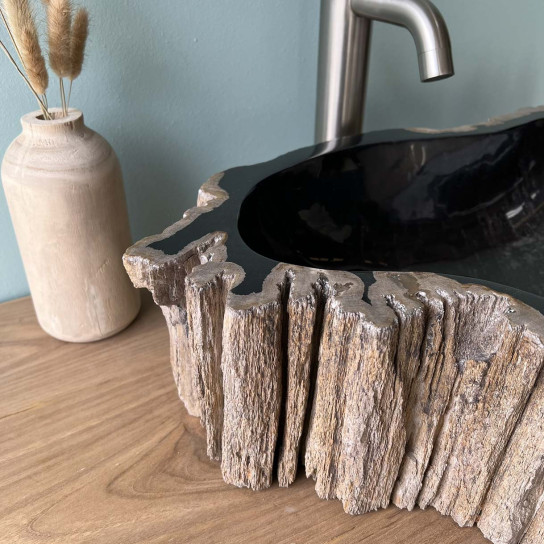 Fossilized petrified wood bathroom sink 50 cm