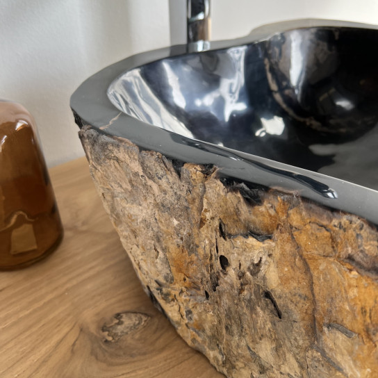 Fossilized petrified wood bathroom sinks 40 cm