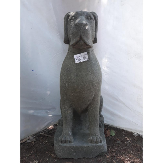 Garden dog statue in volcanic stone 100 cm