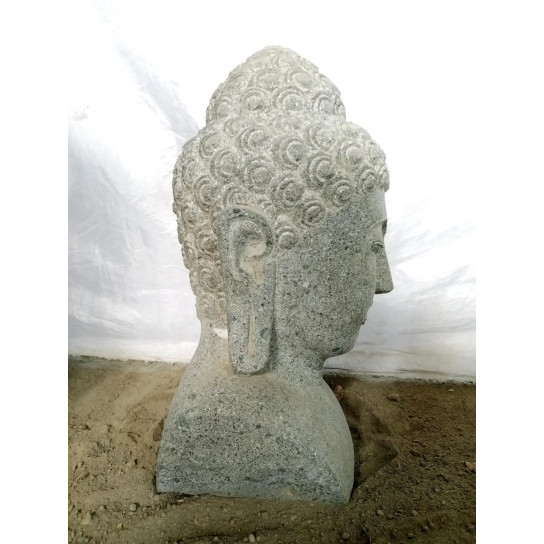 Garden statue bust of buddha made of volcanic stone 40 cm