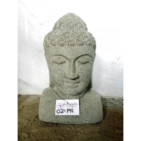 Garden statue bust of buddha made of volcanic stone 40 cm