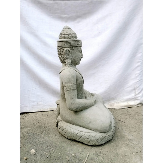 Garden statue sitting buddha khmer volcanic stone offering 60 cm