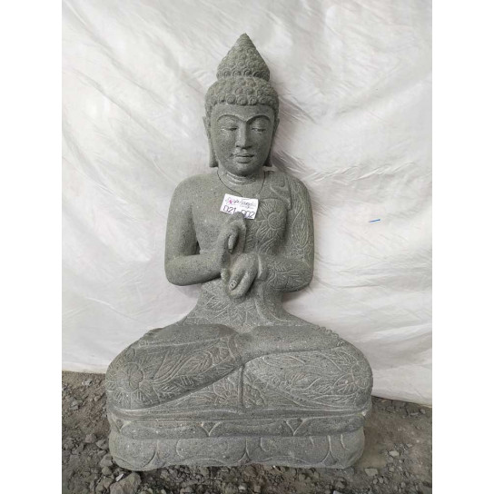 Garden statue sitting buddha volcanic stone chakra position 100 cm