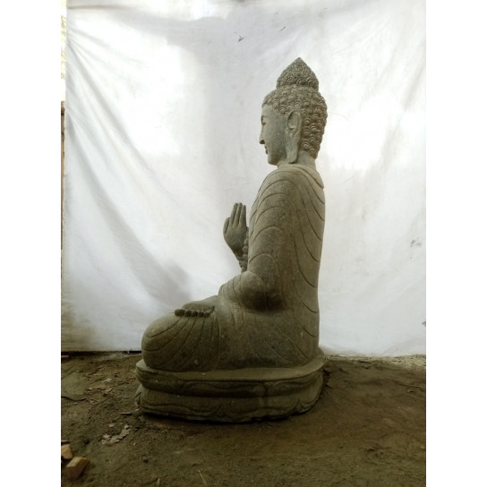 Garden statue stone Buddha chakra position and rosary 1 m