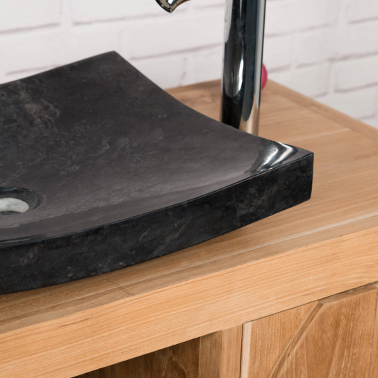 Genoa large rectangular black polished marble countertop sink 50 cm