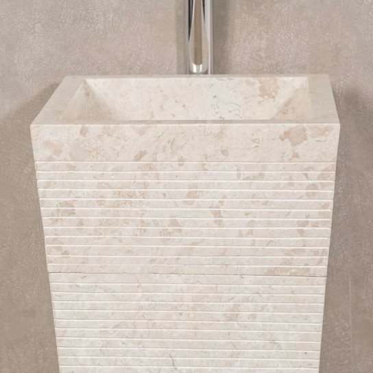 Giza cream stone pyramid bathroom pedestal sink