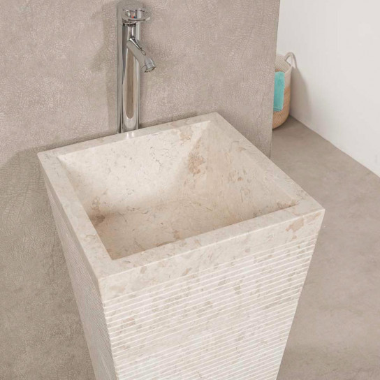 Giza cream stone pyramid bathroom pedestal sink