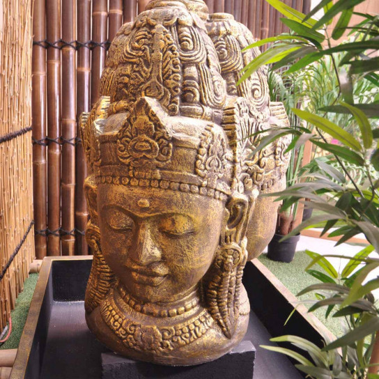 Gold-coloured goddess dewi face garden water feature 130 cm