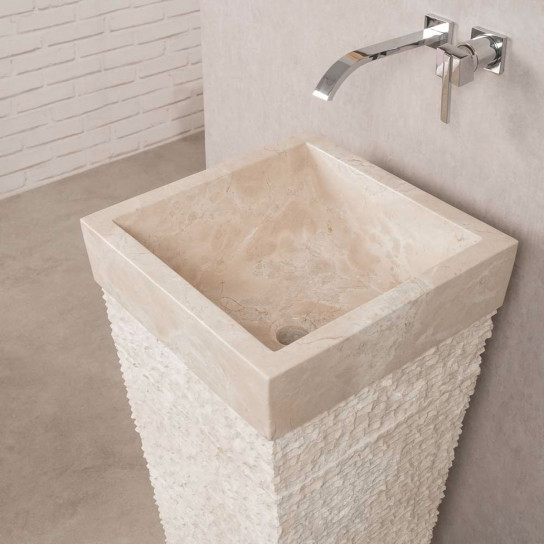 Havana cream stone pyramid bathroom pedestal sink