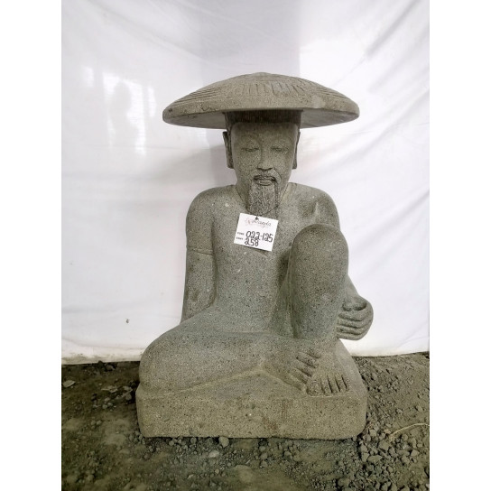 Japanese volcanic rock fisherman statue 80 cm