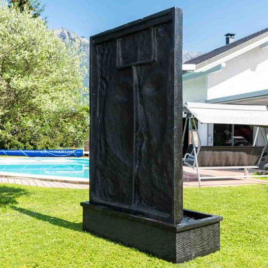 Large buddha black face water wall garden water feature 210 cm