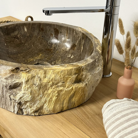 Large petrified wood countertop sink 40 cm