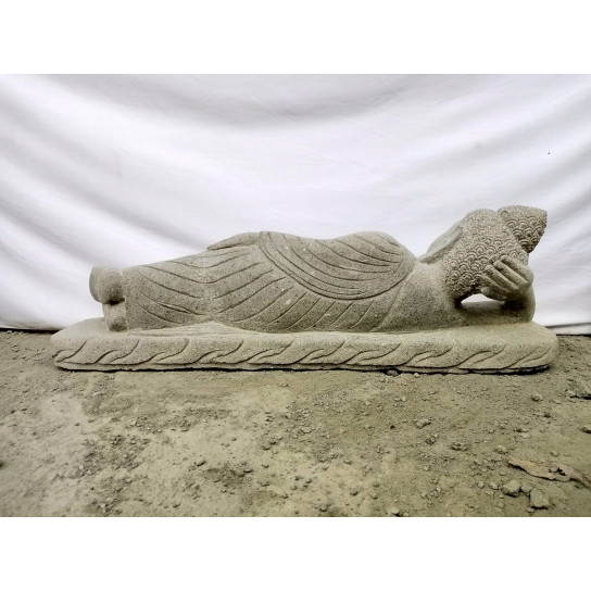 Large reclining buddha volcanic rock garden statue 100 cm