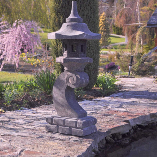 Lava stone terrace garden japanese lamp 90 cm