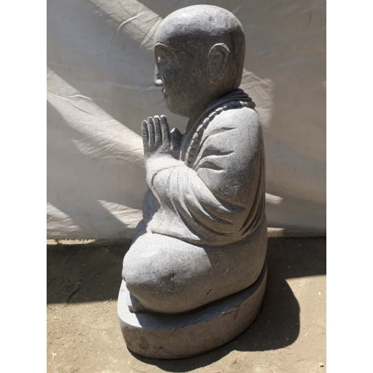 Lavastone seated shaolin monk statue 50 cm