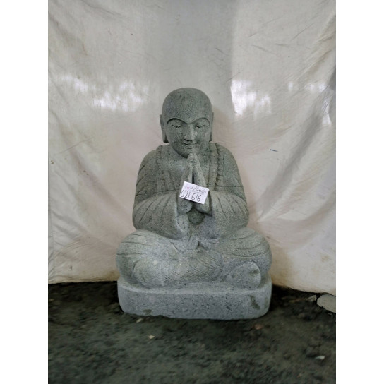 Lavastone seated shaolin monk statue 80 cm